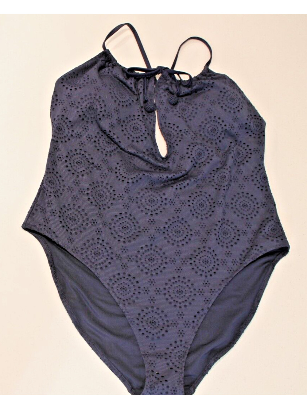AERIE Lace One Piece Swimsuit Womens size XXL Navy Blue Keyhole Padded Bra